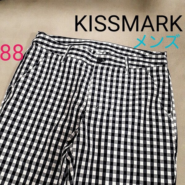 【超美品】キスマーク ゴルフパンツ ゴルフウェア ストレッチパンツ ギンガムチェック 合わせやすい サラサラ生地 メンズ88