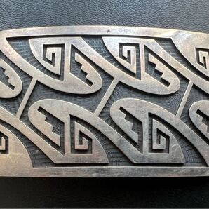 HOPI 人間国宝 故『Lawrence Saufkie/ローレンス・スフキー』1970's 幾何学模様 バックル ホピ ナバホ インディアンジュエリー