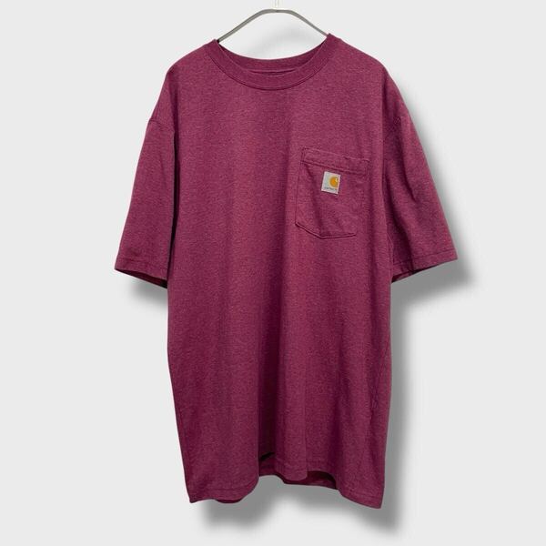 送料無料☆carhartt☆カーハート☆ポケット付きTシャツ☆ルーズフィット☆赤紫☆L☆C25M