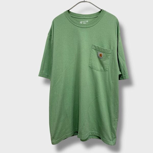 送料無料☆carhartt☆カーハート☆ポケット付きTシャツ☆片ポケ☆ルーズフィット☆シーグリーンヘザー☆L☆C25M