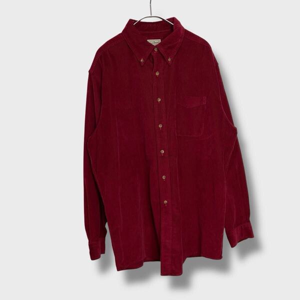 送料無料☆L.L.Bean☆エルエルビーン☆コーデュロイシャツ☆ボタンダウン☆細畝☆ボルドー☆L☆C25M