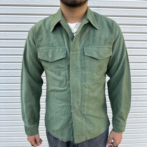 50s usmc P-58 ジャケット usarmy 米軍 ミリタリー サテン ユーティリティジャケット 60sヴィンテージ 海兵隊 OG107
