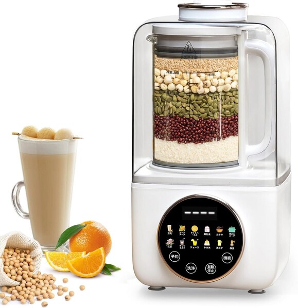 加熱式ミキサー 豆乳メーカー 豆乳機 1.0L大容量 攪拌出力150W 加熱出力600W 14種類のプリセット調理モードを備え予約機能
