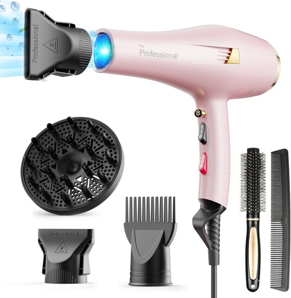 ドライヤー ヘアドライヤー大風量 速乾【高濃度マイナスイオン】ドライヤー 拡散器、集風器、コーム付き 2段階風速