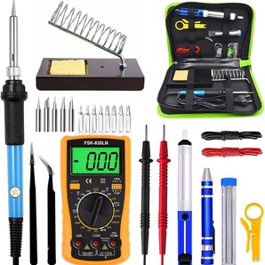 はんだごて 昇級版 はんだごて セット 20-in-1 温度調節可(200~450℃) 電子作業用 ハンダゴテ 60W/110V デジタルマルチメーター
