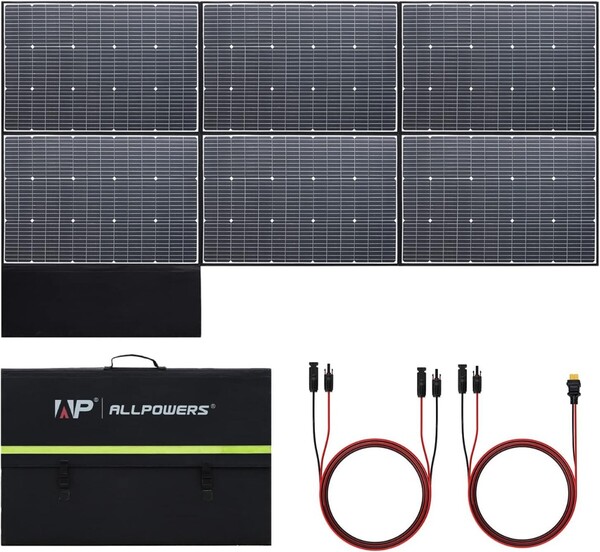 ALLPOWERS SP600 ソーラーパネル 44V/600W 折り畳み式 IP67防水 単結晶太陽光発電パネル ポータブル電源充電ソーラー