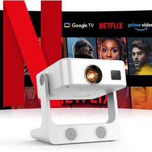 【Google TV搭載・音声アシスタント】Sovboi プロジェクター 家庭用 1200ANSI輝度 - スタンド一体型 天井投影 ホームプロジェクター