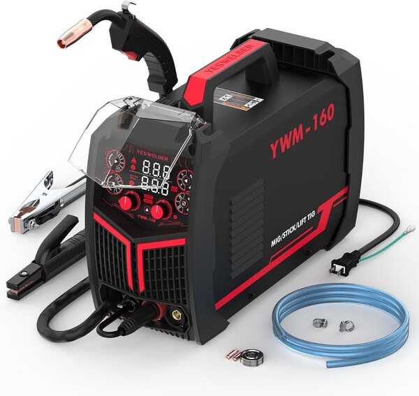 YESWELDER 160A MIG溶接機 多機能機 100V/200V兼用 LEDデジタルディスプレイ MIG/ノンガスMIG/アーク/LIFT