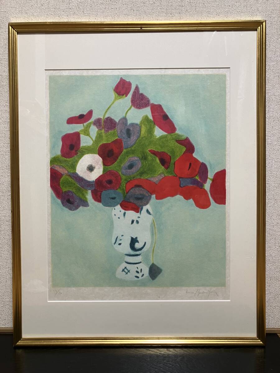 花の絵画をリトグラフの版画で制作したピエール・ボンコンパンの