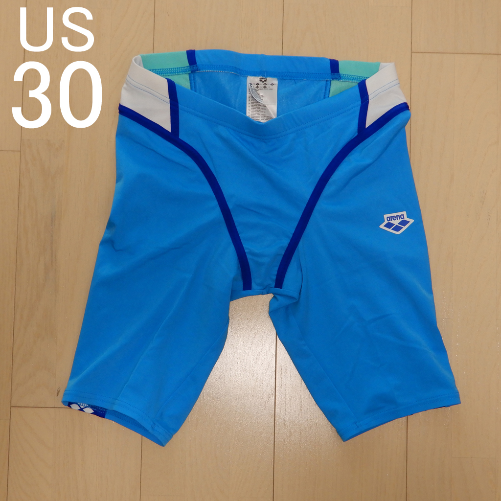 新品 arena 水着 青x白 30