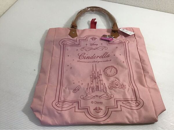 ★未使用★ Disney プリンセス トートバッグ タグ付 レザーハンドル シンデレラ ピンク 高44cm 幅35cm 習い事など