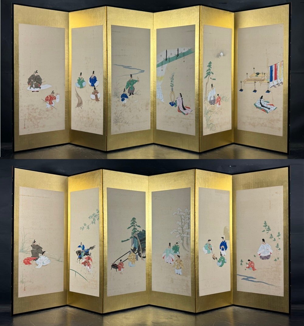 雛屏風 時代 □ 六曲一双 ミニ屏風 飾り 屏風 [ 又鶏 牡丹 桜 鶏 雛屏風 時代 □ 六曲一双 ミニ屏風 飾り 屏風 [ 又鶏 牡丹 桜 鶏