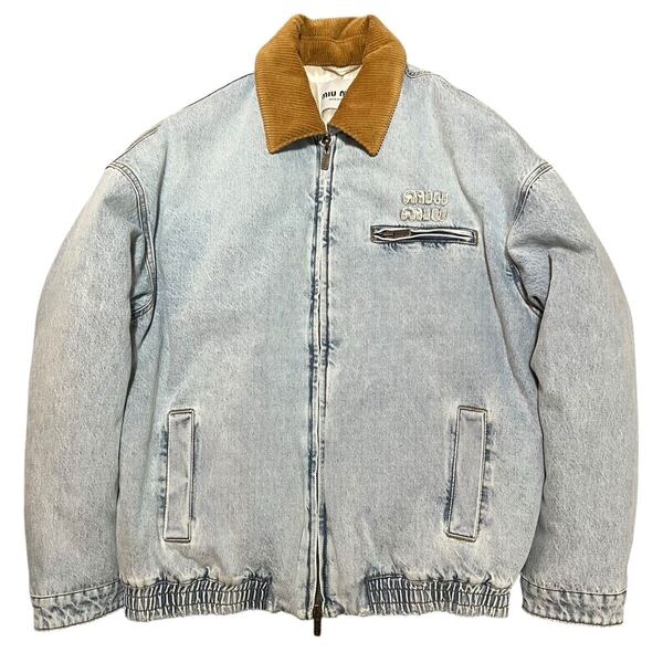 MIU MIU 2024FW Velvet Corduroy Collar Denim Jacket GWB221 ミュウミュウ ベルベットコーデュロイ デニムジャケット