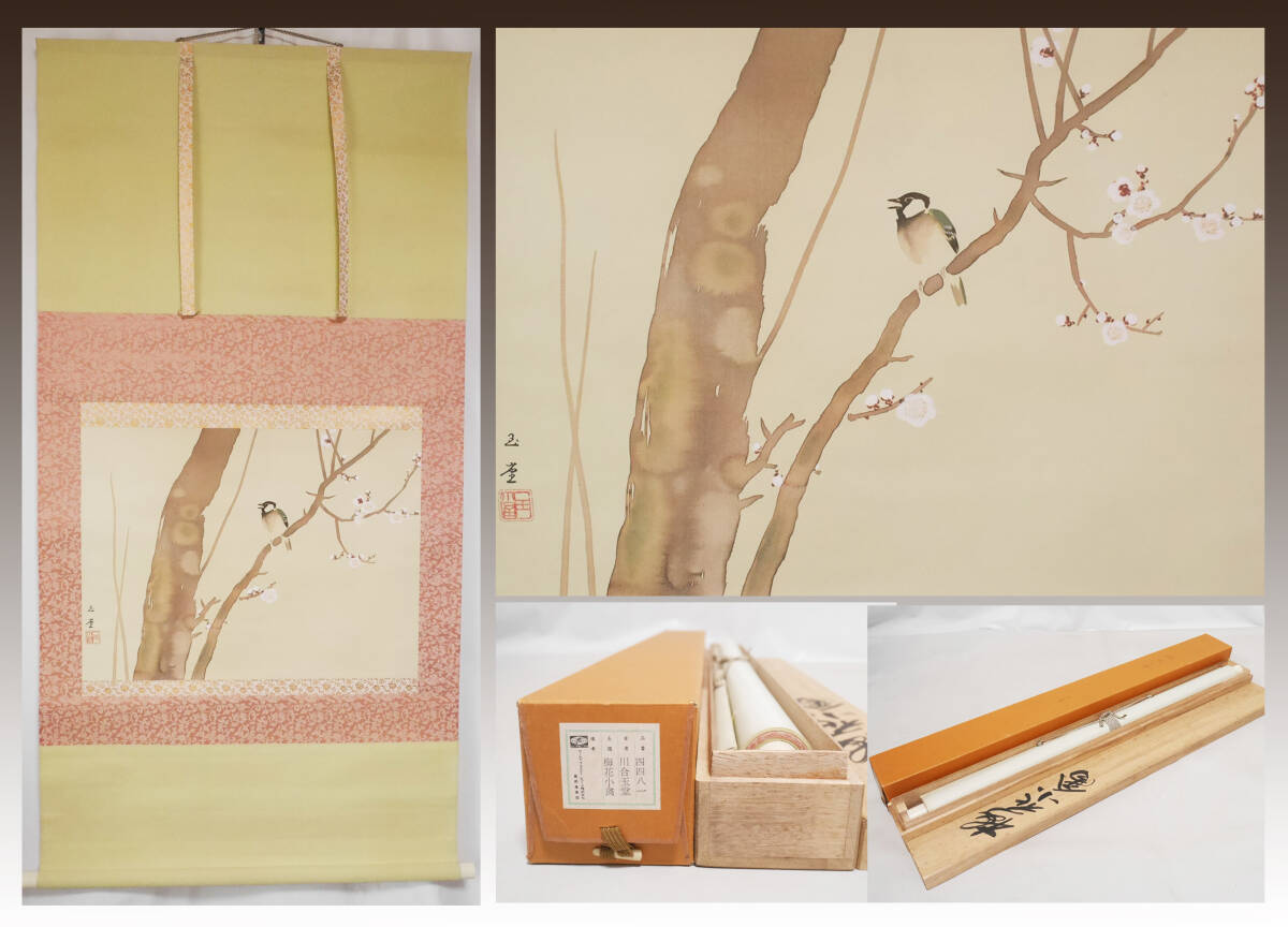 【真作】掛軸 牡丹に小禽図 花鳥画 墨彩美の極み 四季の花鳥 合箱入 R150 真作】掛軸 牡丹に小禽図 花鳥画 墨彩美の極み 四季の