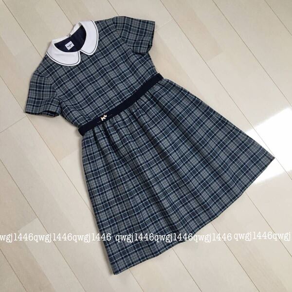 familiar 白衿チェックワンピース 140cm フォーマル 卒業式 卒服 発表会 結婚式 入学式 女の子 キッズ ファミリア