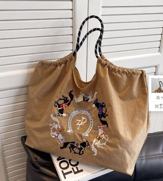 乗馬 馬 馬柄 Ball&Chain バッグ ベージュ Lサイズ 新品