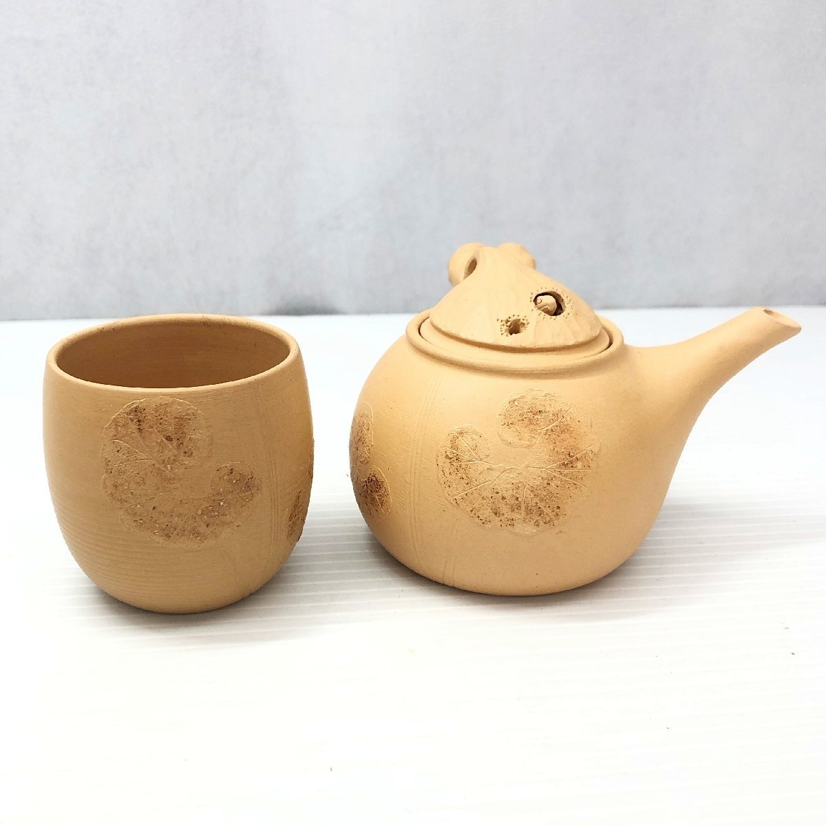 煎茶道 常滑焼 蓮に蛙 急須09