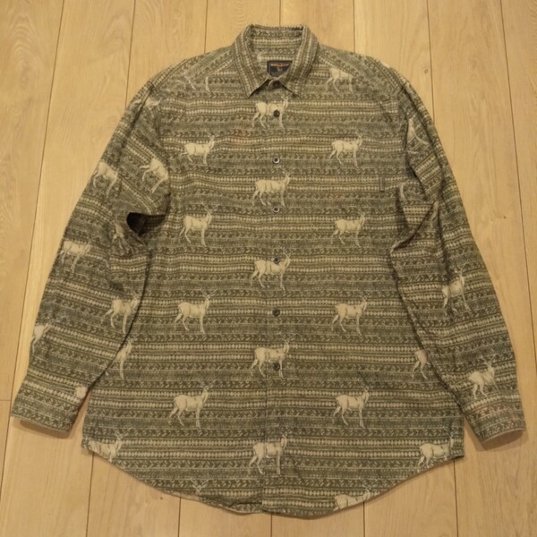 ☆USA古着卸 XLサイズ WOOLRICH ウールリッチ トナカイ柄 ネルシャツ