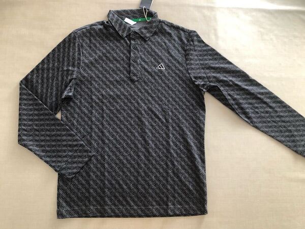 送料無料◆新品◆adidas GOLF モノグラム 長袖ボタンダウン シャツ◆(M)◆MKS01 (HY0959)◆アディダス ゴルフ