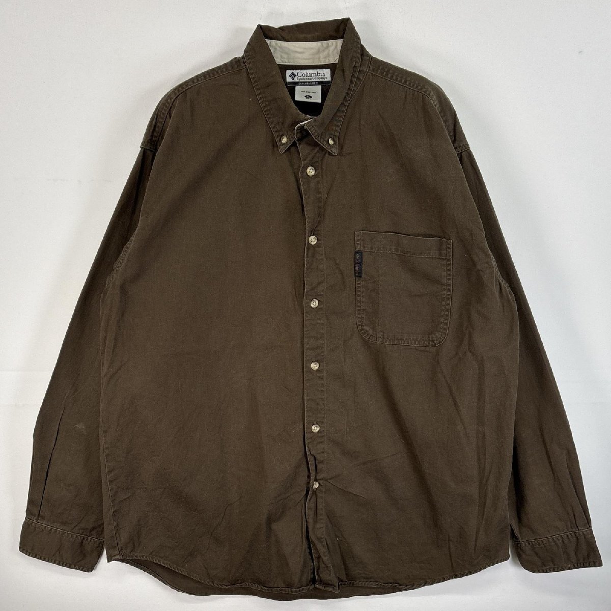 古着 コロンビア Columbia 長袖シャツ 厚手 ボタンダウンシャツ ワンポ