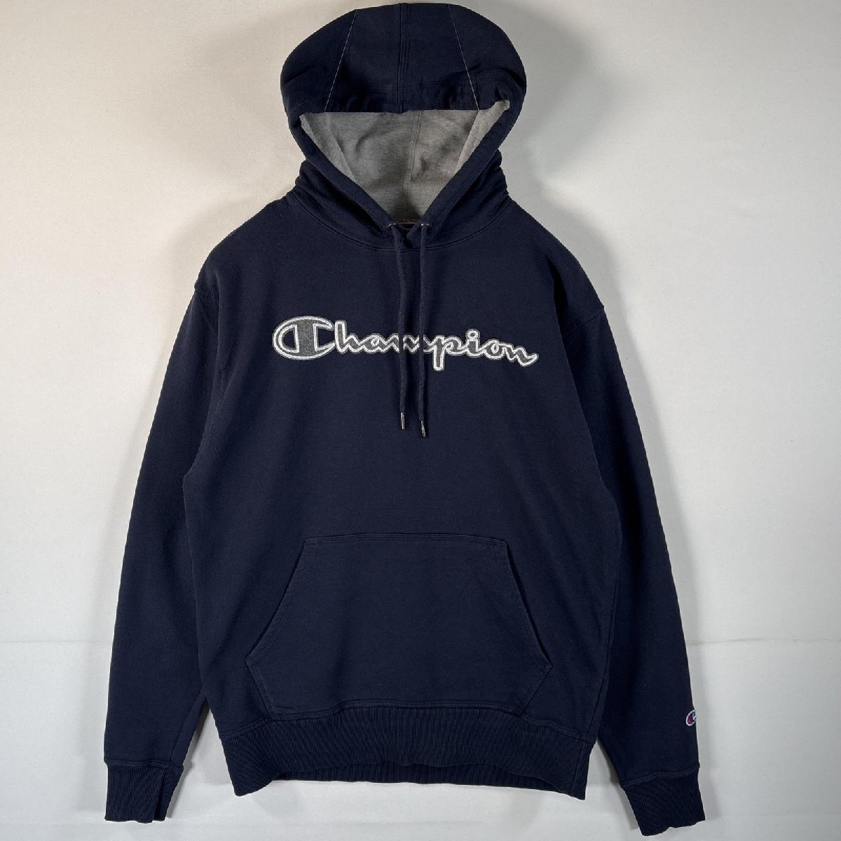 古着 チャンピオン Champion パーカー ビッグロゴ刺繍 プルオーバー ワ