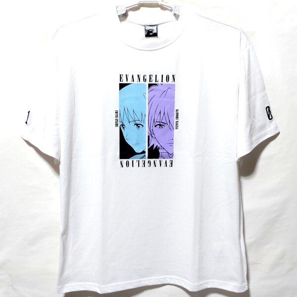 特価/未使用【サイズ=M(レディス)】EVANGELION/エヴァンゲリヲン/シンジ01 カヲル06/半袖/Tシャツ/胸囲=79~87cm/white(キーホルダー付き)