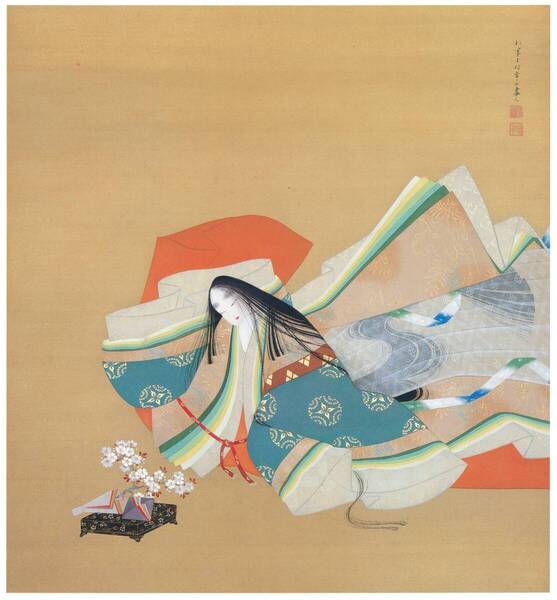 新品 上村松園「伊勢大輔」の特殊技法高級印刷 A4版サイズ 額なし 特価980円(送料込)即決