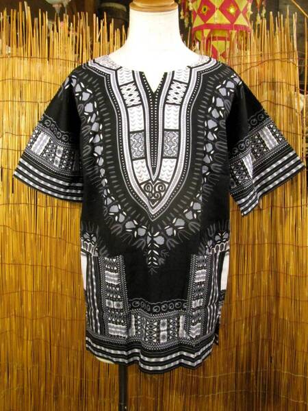 ①新品*男女兼用*アフリカンプリント*ダシキ*DASHIKI*L