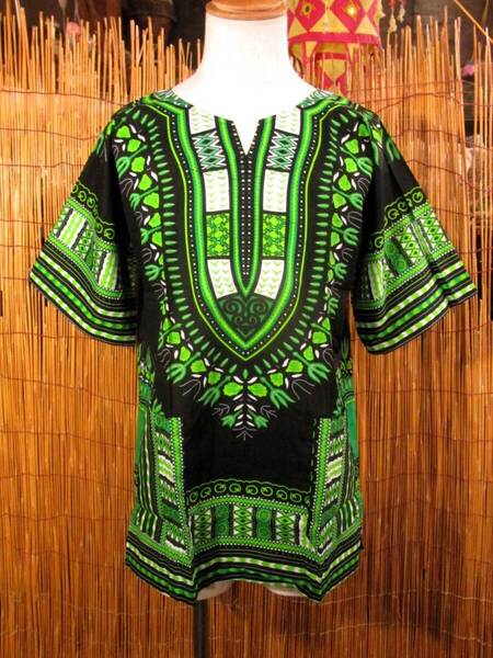 ⑤新品*男女兼用*アフリカンプリント*ダシキ*DASHIKI*L