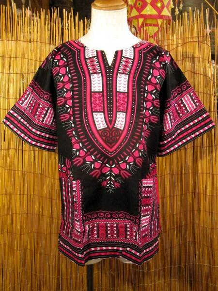 ⑥新品*男女兼用*アフリカンプリント*ダシキ*DASHIKI*L