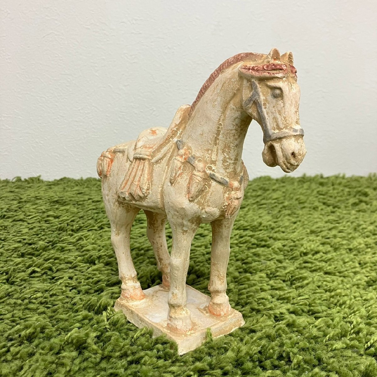 LIG】中国美術 唐時代 加彩人形 三点 女子騎馬俑 灰陶加彩馬 他