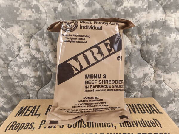 MREレーション MENU-2 2024年4月検品 米軍 ミリ飯 ミリメシ 戦闘糧食 非常食 備蓄 保存食 防災バッグ 車中泊 サバゲ キャンプ