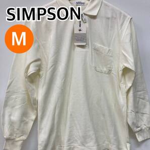 【新品】SIMPSON シンプソン トップス 長袖 ポロシャツ メンズ ホワイト Mサイズ【CT757】
