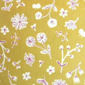 ★細コール天♪かわいい手書き風フラワー(シトラスグリーン)♪108×50★【NE1486-A】