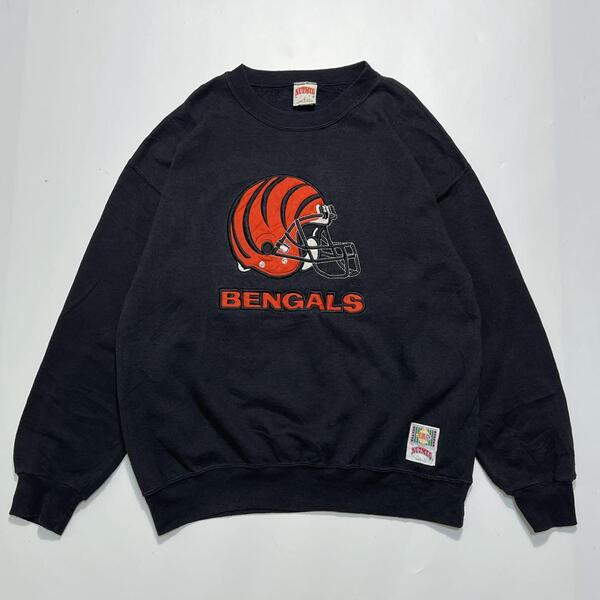 90's NUTMEG ナツメグ NFL ベンガルズ USA製 アメリカ製 スウェット トレーナー L 黒 ブラック 90年代ヴィンテージ HTK6154