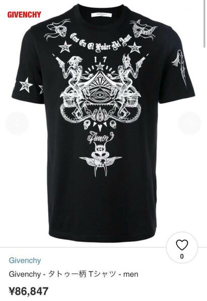 【美品】GIVENCHY ジバンシー タトゥー柄Tシャツ スカル クルーネック ストレートヘム 希少 個性的 定価86,847円 17S 7349 651