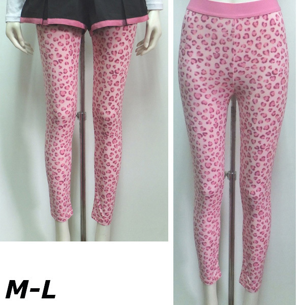 即決新品 レディース レギンス 10分 ピンク柄 M-L 総柄 送料無料