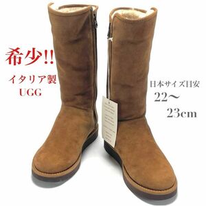 почти не использовался Италия производства UGG UGG мутон ботинки ABREE Abu Lee 1009256 боковой молния боковой застежка-молния оттенок коричневого женский