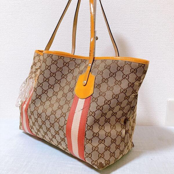 280 グッチ シェリーライン ハンドバッグ ggストリーム ggキャンバス