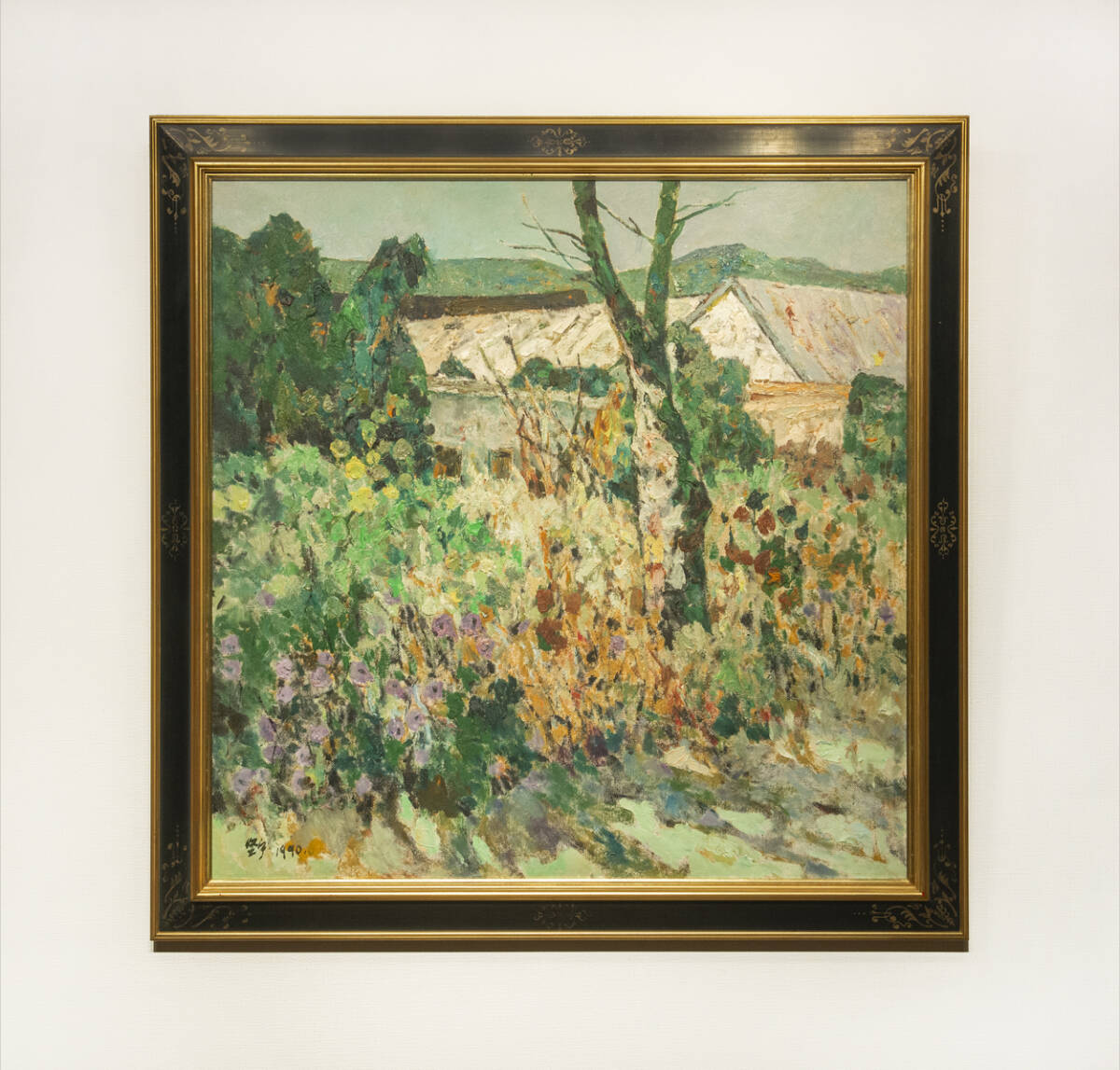 風景画 油彩 1990年作 白フレーム 風景画 油彩 1990年作 白フレーム