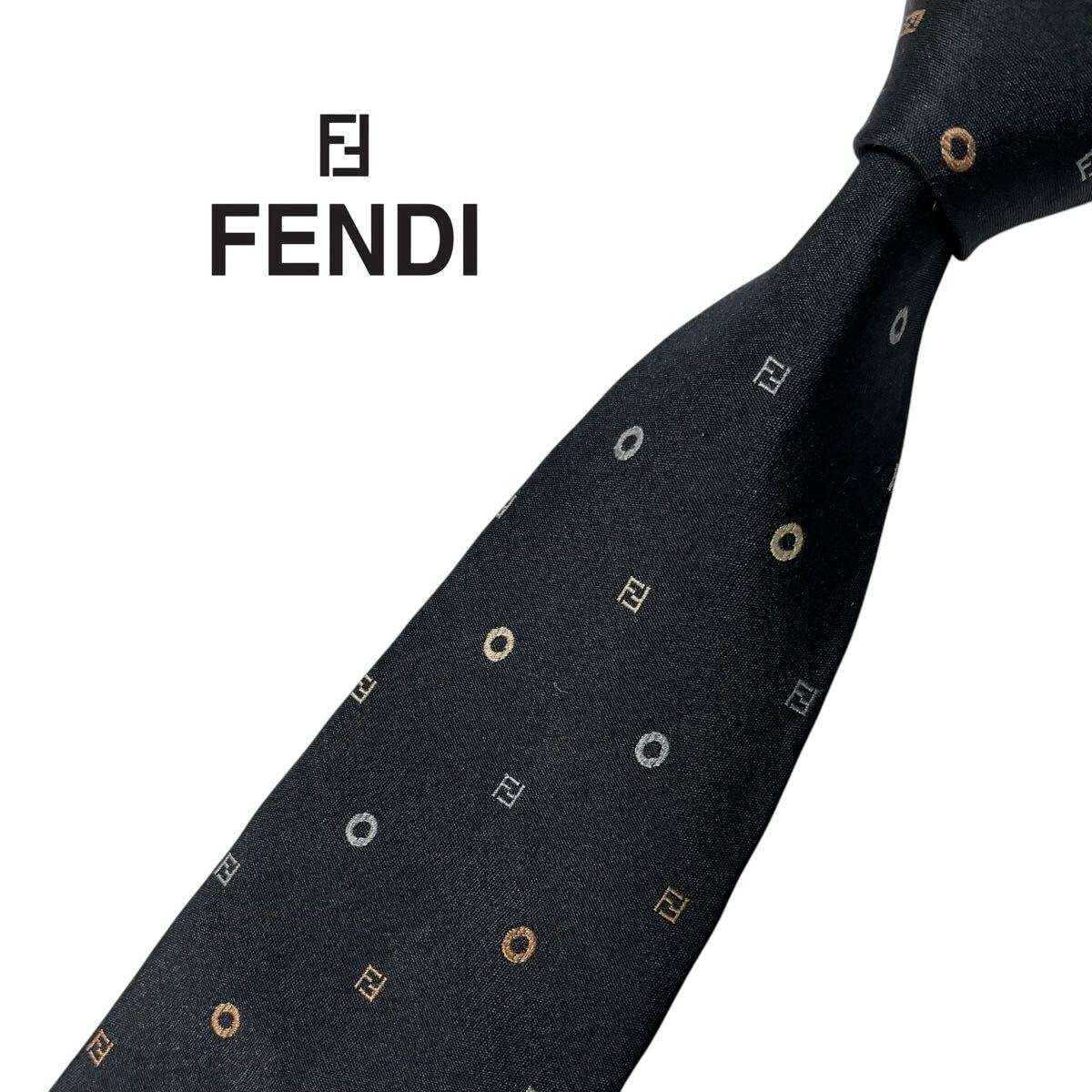 希少品 FENDI ネクタイ ズッカ エンボス加工 新品 未使用 FENDI フェンディ ネクタイ ズッカ 総柄 ロゴ ネイビー ビジネス