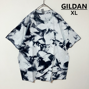 GILDAN 新品タイダイ柄半袖TシャツXL 白黒 ゆったり エスニック 春夏