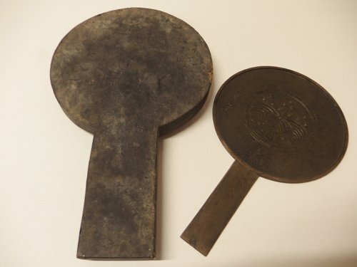 □希少 美品 江戸時代後期（1860年頃）木箱付！和鏡『藤原光長