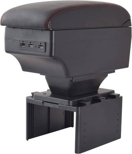 汎用外付コンソールボックス多機能7つUSB充電ポート 大容量 アームレスト収納ボックス 車 ひじ掛け 軽自動車 (豪華版ブラック)