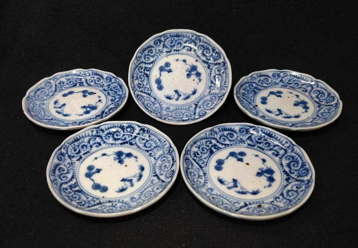 古伊万里 手塩皿18枚 木箱付 直径約10.5㎝ 東Y7-0220①タルチ