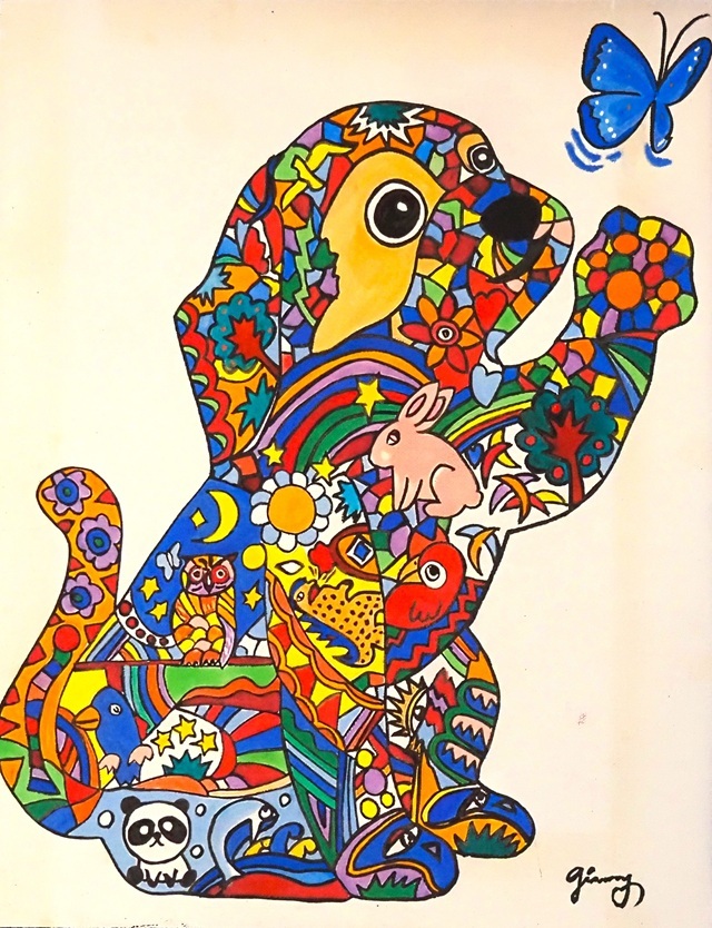 ジミー大西、象、アクリル画、F3模写 おさまっ
