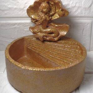 セメントで製作・マーメイドと階段オブジェ・セメントに金グリッターとアクリル塗装・置き方は自由に出来ます・小物入れ・ホラー好きに