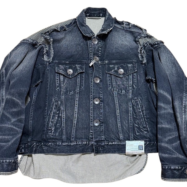 MAISON MIHARA YASUHIRO メゾンミハラヤスヒロ A09BL022 ディストレスト ボタン付き デニムジャケット ブラック #A2545