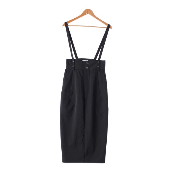 【80s】Yohji Yamamoto ヨウジヤマモト ウール 丸ロゴ サスペンダー スカート ブラック S 1980 #A2586