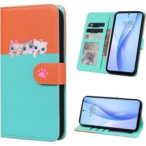 Succtopy ZTE Libero 5G III カバー カード収納 マグネット式 スタンド機能 ブルー 851